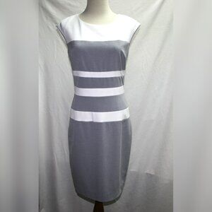 Ralph Lauren Grey Cream Sleeveless Dress Size 4